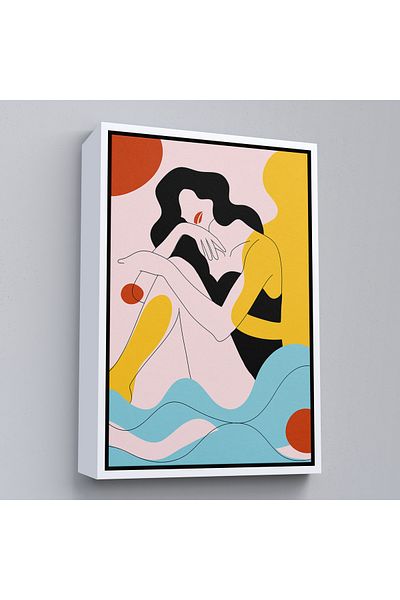 Harita Sepeti Pictură abstractă de femeie cu cadru alb