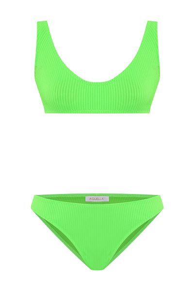 AQUELLA Σετ μπικίνι με υφή U Cut Neon Green Triangle
