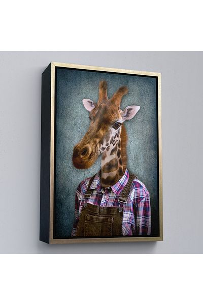 Harita Sepeti Pictură pe pânză umană cu cap de girafă în cadru auriu