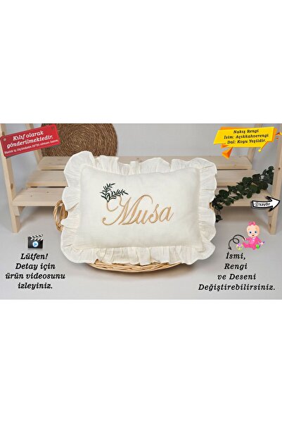 gros shop Pamuk Müslin Kumaş Fırfırlı Takı Yastığı Kılıfı 35*45 (Kişiye Özgü ...