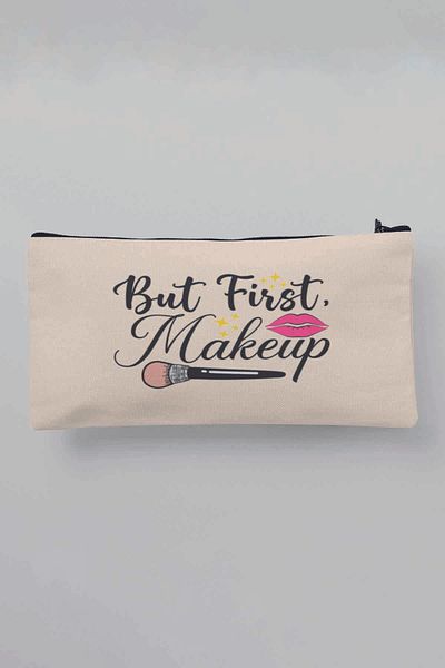 qoeuyl boutique Πορτοφόλι μολυβοθήκης για τσάντα μακιγιάζ με στάμπα μπεζ υφασμάτινη τσάντα μακιγιάζ