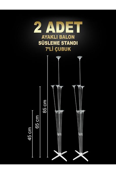 Parti Atölyesi New 2Pcs 85cm Large Size Balloon Stand with 7 Rods