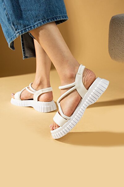 Pembe Potin Stylish Women's Sandals with White Straps - Comfortable Poly Sole