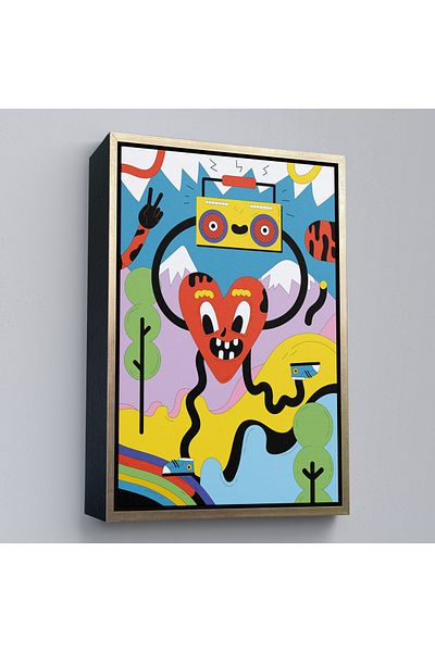 Harita Sepeti Pictură iconică Pop Art Alien cu cadru auriu