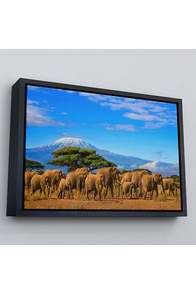 Harita Sepeti Pictură decorativă pe pânză Elephant Ride cu cadru auriu