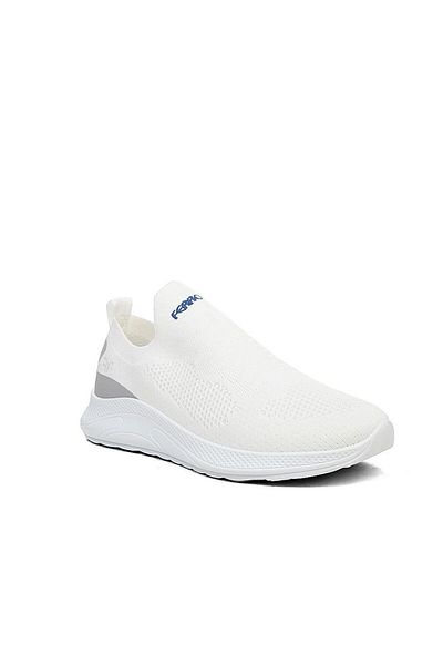 KunduraHane White Color Lightweight Comfortable Unisex Sneaker Laceless Walking Shoes