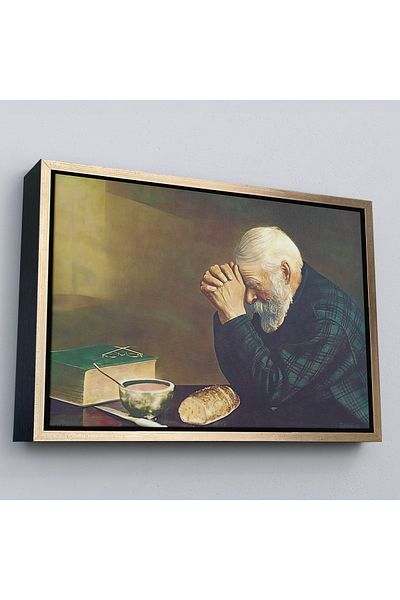 Harita Sepeti Εκκαλούμενο σε καμβά με χρυσό πλαίσιο Eric Enstrom Grace Man Praying on Bread