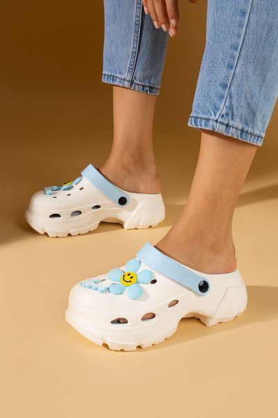 Pembe Potin Vanilla Blue Eva - Doctor Nurse Comfort Sandals Papuci - Sea and Beach Comfortable