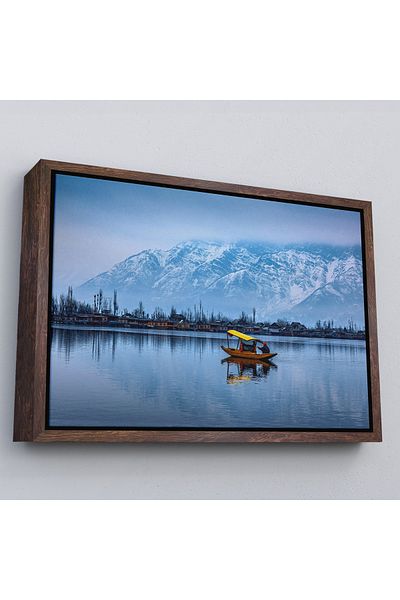 Harita Sepeti India Srinagar Dal Lake Pictură peisaj de iarnă cu cadru alb