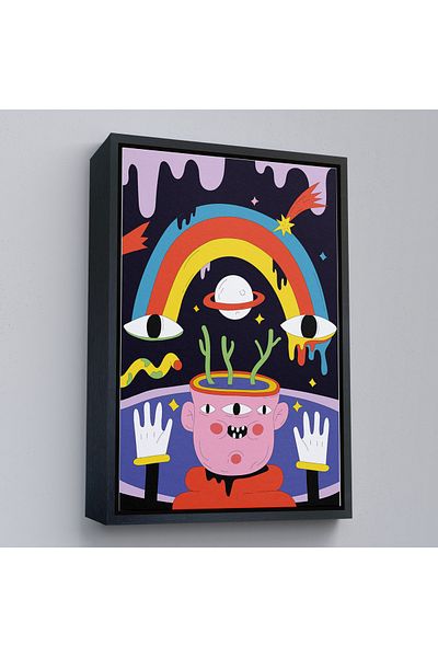 Harita Sepeti Pictură iconică Pop Art Alien cu cadru auriu