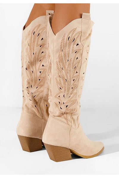B T Shoes Cizme cowboy dama Indaia bej