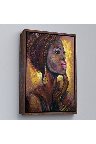 Harita Sepeti Portret de femeie africană cu cadru alb Pictură murală Pop Art