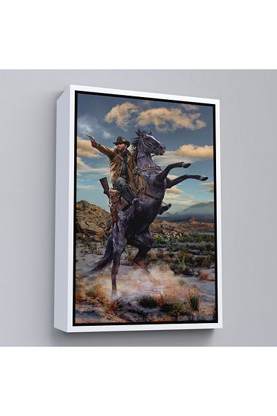 Harita Sepeti Pictură decorativă de perete de cowboy american cu cadru alb