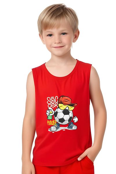 FYK COLLECTİON Soccer Spray Printed Boys' Suspender T-Shirt and Shorts Top and Bottom Set