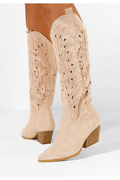 B T Shoes Cizme cowboy dama Indaia bej