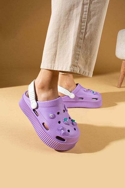 Pembe Potin Sandale Confortabile Eva Sea Beach, Mov Alb, Papuci