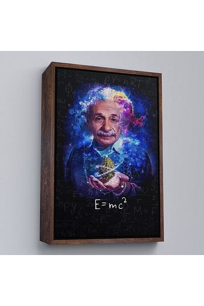 Harita Sepeti Pictură pe pânză Albert Einstein E=mc2 cu cadru alb, cadou pentru profesorul de matematică
