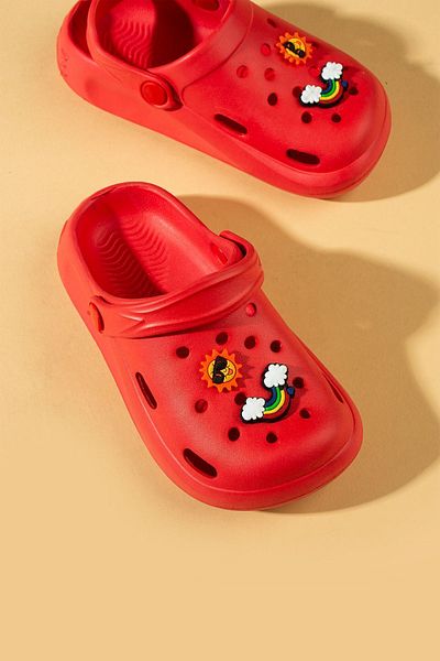 Pembe Potin Sandale roșii unisex pentru copii, papuci - Design zilnic de mare și plajă