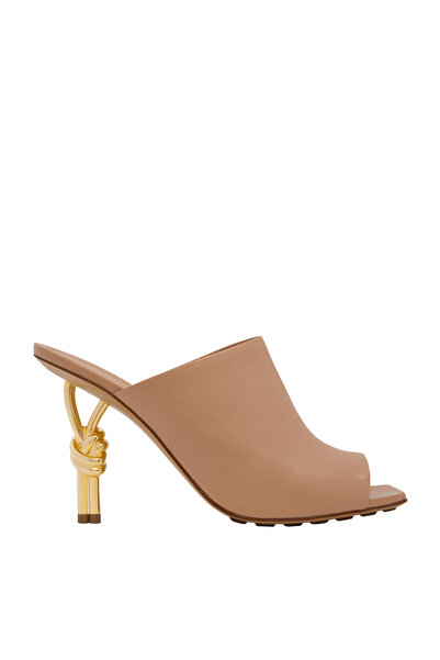 Bottega Veneta Iconic Knot Detailed Leather Heeled Slippers - Natural