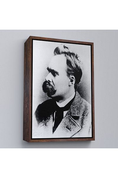 Harita Sepeti Friedrich Nietzsche cu cadru alb, pictură decorativă pe pânză alb-negru