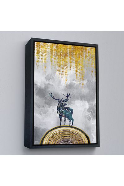 Harita Sepeti Pictură de cerb auriu cu design modern cu cadru negru