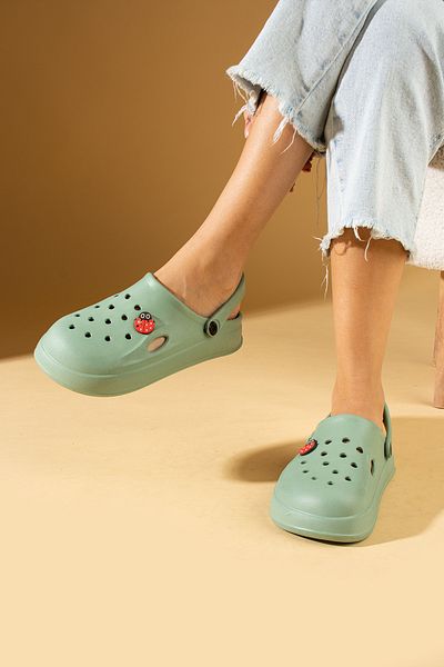 Pembe Potin Çağla Green Women's Sandals - Comfortable Fancy Slippers for Sea, Beach, Doctor, Nurse, Hospital, Teacher