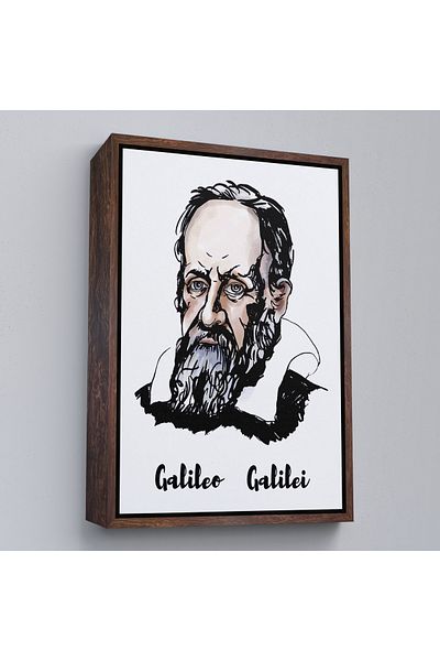 Harita Sepeti Tablou decorativ pe pânză Galileo Galilei cu cadru alb