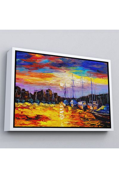 Harita Sepeti Pictură de perete pe pânză Fisherman's Village cu cadru alb