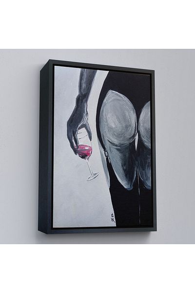 Harita Sepeti Femeie sexy băută de vin roșu cu cadru de aur Pictură murală