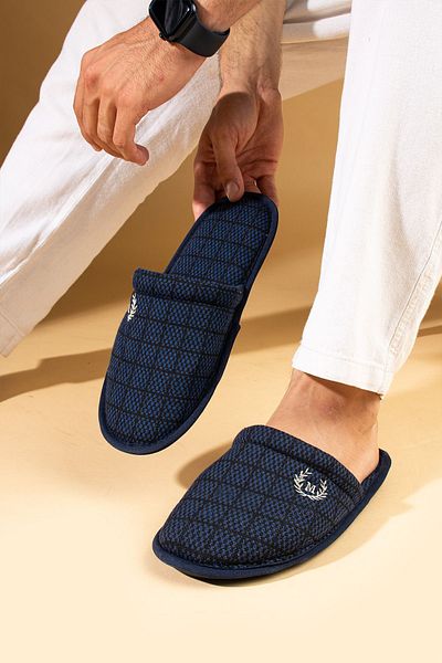 Pembe Potin Ανδρικές παντόφλες επισκεπτών Navy Blue - Σχέδιο Γαμπρού Πακέτο Προίκας
