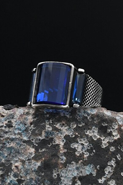 Prestige Lacivert Zirkon Taşlı 925 Ayar Gümüş Erkek Yüzüğü 901532