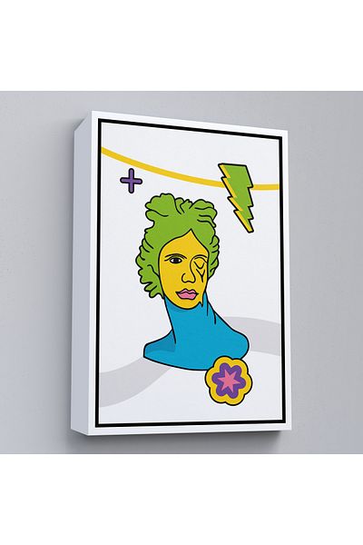Harita Sepeti Pop Art Greek Statue Painting with White Frame