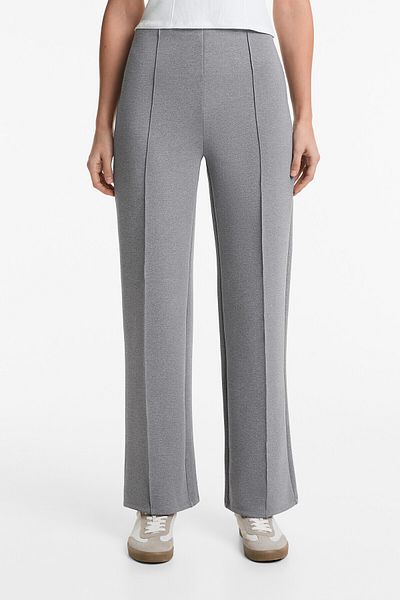 Oysho Neoprene Look Rib Detailed Straight Cut Trousers