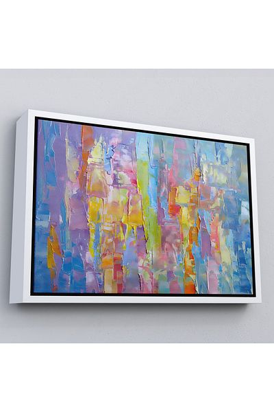 Harita Sepeti Pictură în ulei abstractă texturată înaltă cu cadru alb Aspect pictură decorativă pe pânză