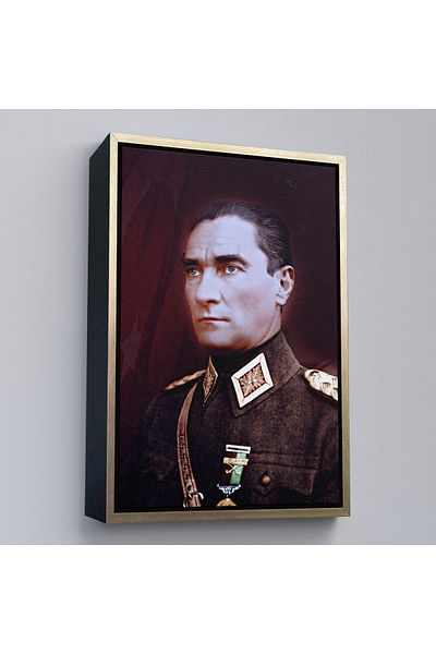 Harita Sepeti Pictură portret Ataturk cu cadru de aur Mustafa Kemal Ataturk Pictură decorativă pe pânză dreptunghiulară