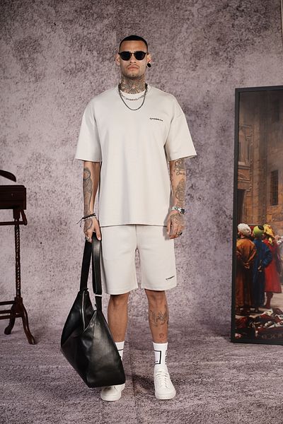Butik Trend We Crew Neck Printed Oversize Fit Unisex T-Shirt and Shorts Set