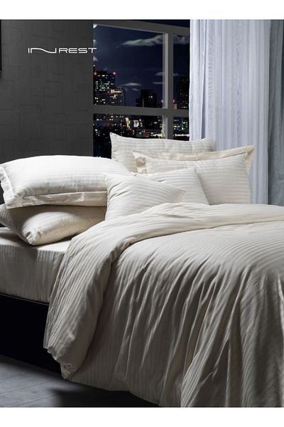 INREST طقم غطاء لحاف برلين لون بيج غامق (بدون حشو) قطن 100% مقاس مفرد 160×230 سم - 4 قطع