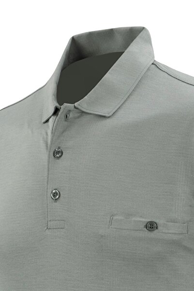 Çizgi Triko Ανδρικό μπλουζάκι Polo Neck Classic Fit με τσέπη - 5107