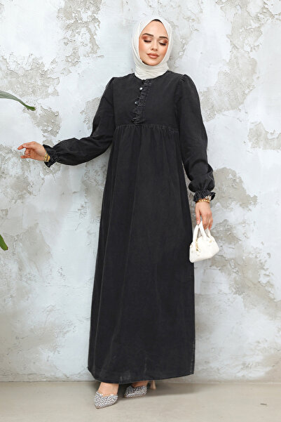 Neva Style Denim Anthracite Hijab Dress 19144Ant