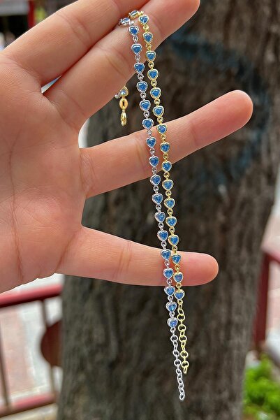 Erer Gümüş Gümüş mavi taşlı kalpli bileklik cm41e21s