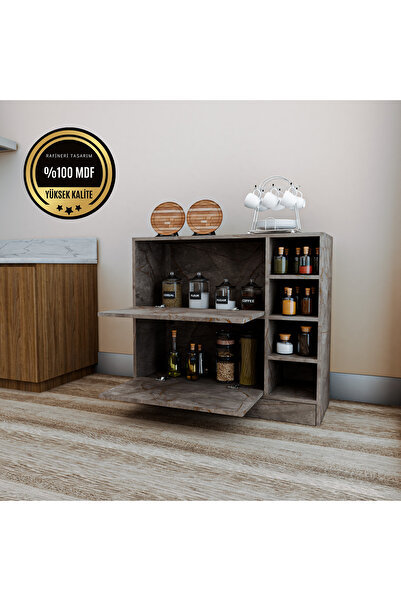 DEKORFİM DF14101GD MDF Kahve Köşesi Kiler Dolabı Çok Amaçlı Dolap Mutfak Dolabı