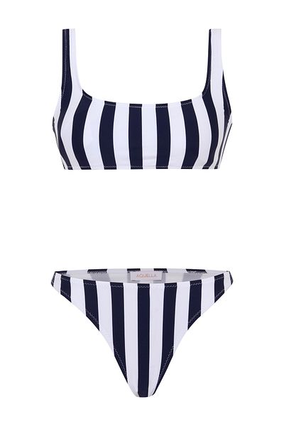 AQUELLA Colorful Striped Bustier Bikini Set