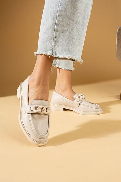 Pembe Potin Γυναικεία Μπεζ Κρεμ Loafer Πόρπη καθημερινά άνετα παπούτσια σόλας