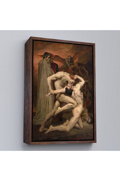 Harita Sepeti Dante și Virgil în Iad cu cadru alb de William Adolphe Bouguereau Pictură clasică pe pânză