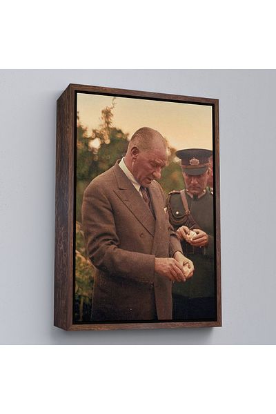 Harita Sepeti Pictură portret Ataturk cu cadru alb Mustafa Kemal Ataturk Pictură decorativă pe pânză dreptunghiulară