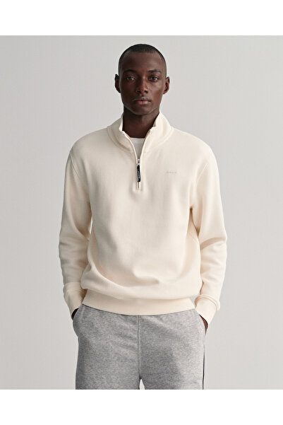 Gant Erkek Krem Regular Fit Yarım Fermuarlı Sweatshirt