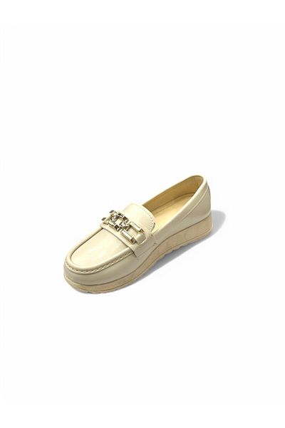 iskarpino Γυναικεία Loafer Παπούτσια Cream Gold Buckle