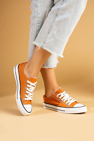 Pembe Potin Unisex Tan Linen Model Sneaker Linen Sports Shoes