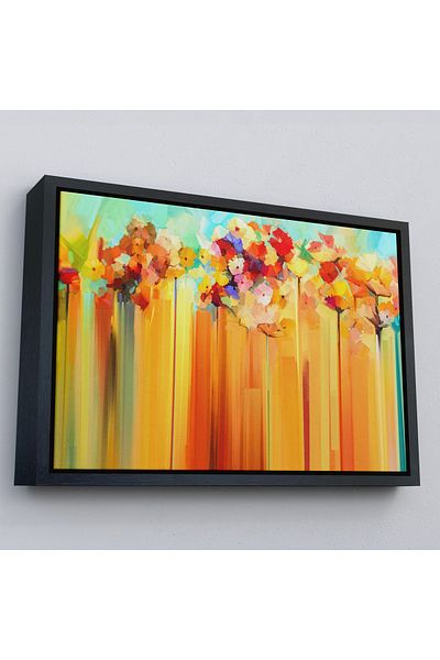 Harita Sepeti Pictură în ulei cu flori abstracte în cadru auriu Aspect pictură decorativă pe pânză