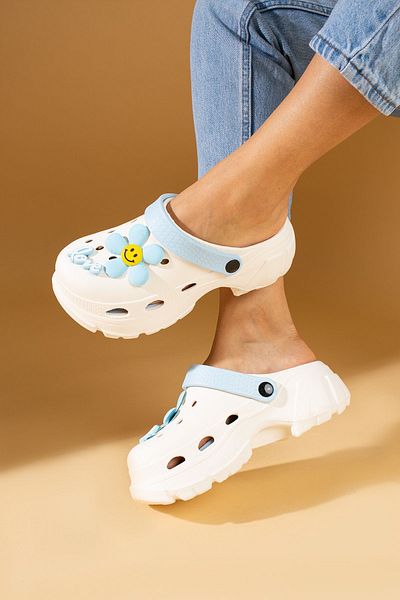 Pembe Potin Vanilla Blue Eva - Doctor Nurse Comfort Sandals Papuci - Sea and Beach Comfortable